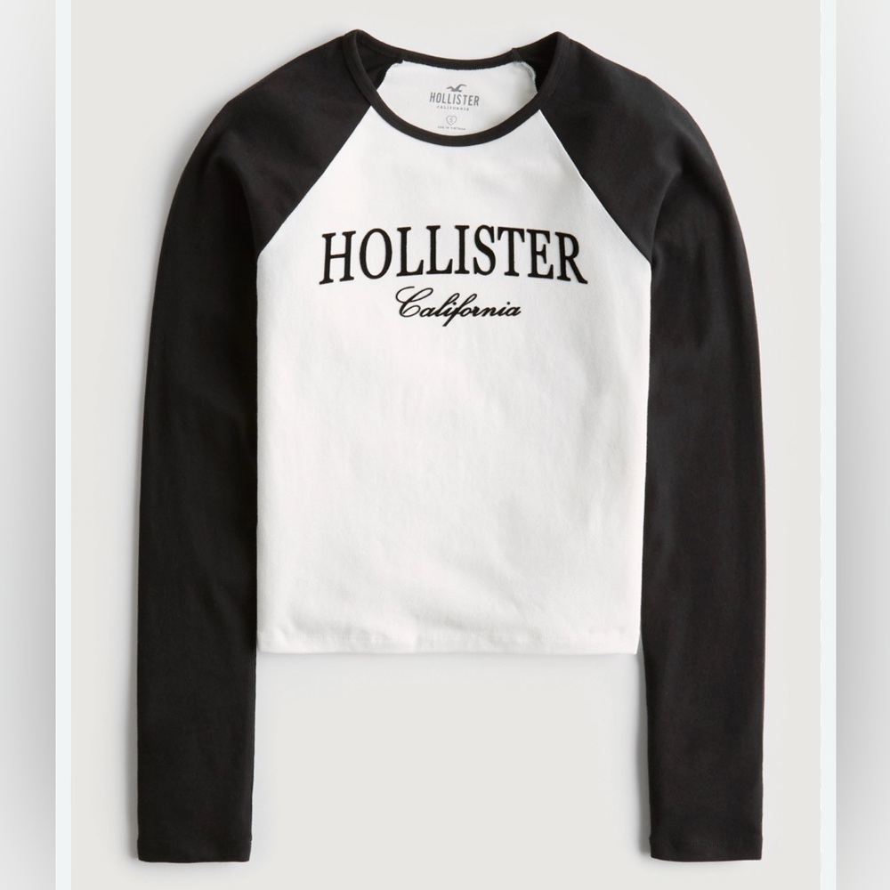 Hollister Black and White Raglan Top - Picture 1 of 10